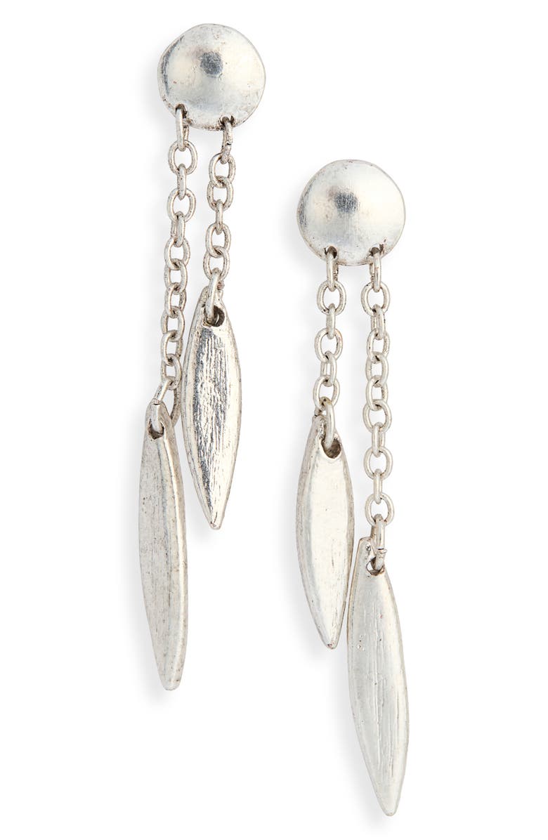 Karine Sultan Double Chain Drop Earrings, Main, color, Silver