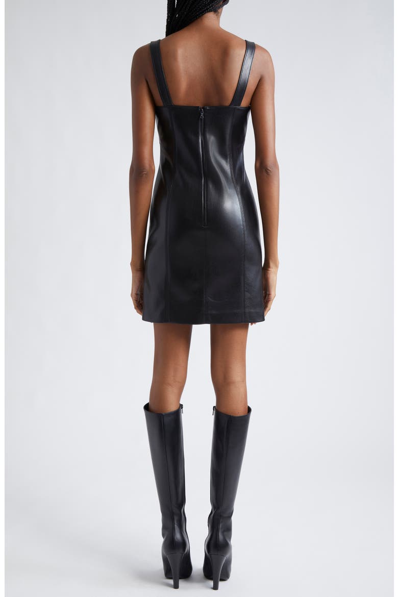 Keria Faux Leather Minidress, Alternate, color, BLACK