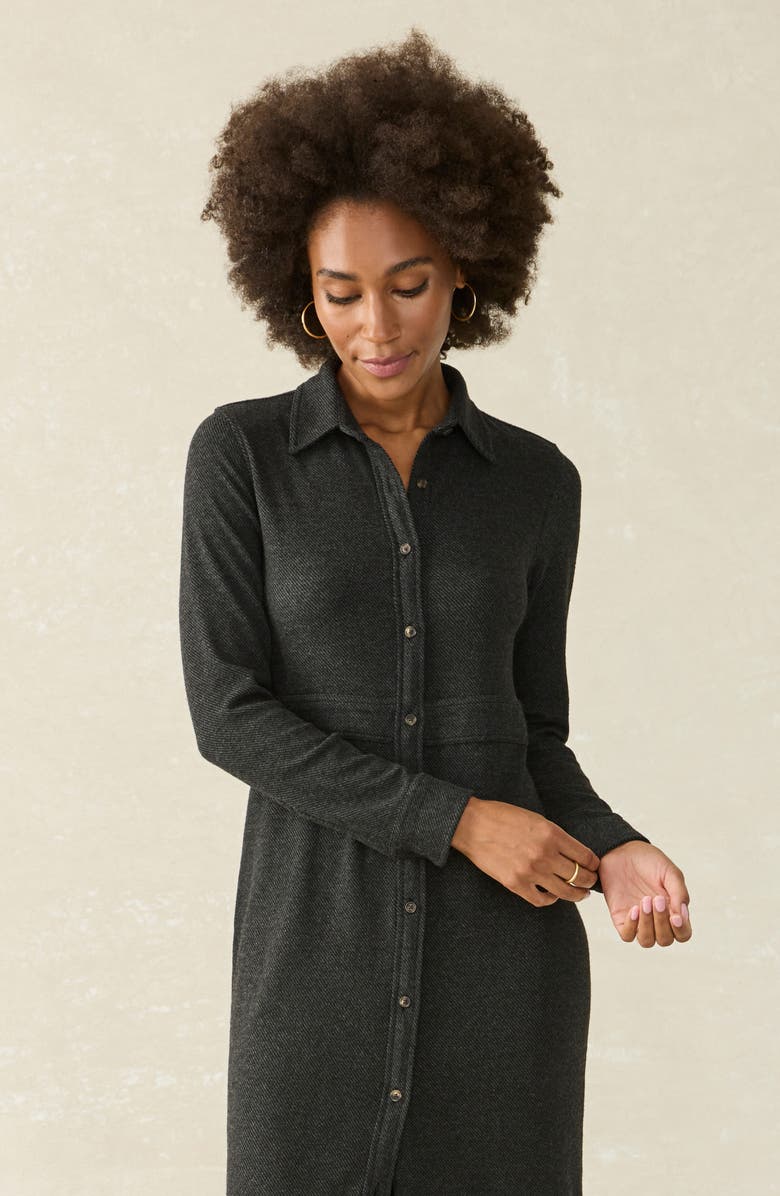 Faherty Legend Long Sleeve Shirtdress, Alternate, color, Heathered Black Twill