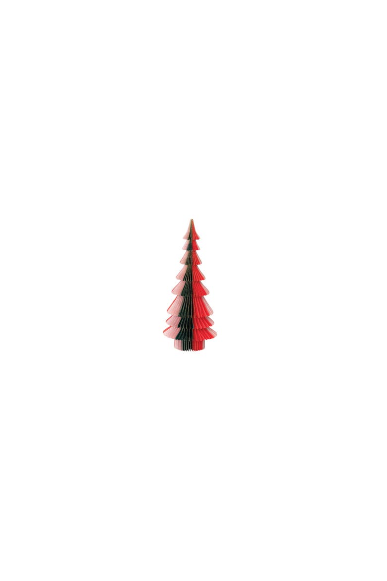 Handmade Paper Folding Honeycomb Tree with Gold Glitter Edge, Red, Green and Pink, Main, color, Red