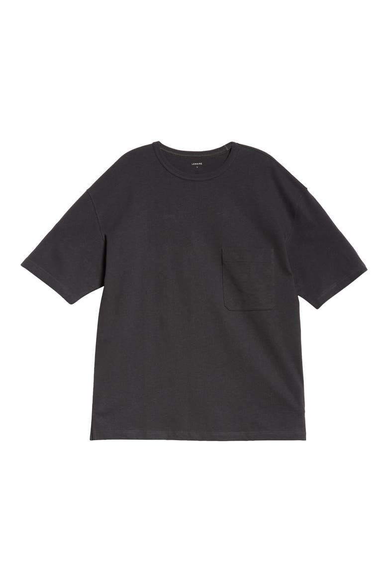 Boxy Cotton & Linen T-Shirt, Alternate, color, JET BLACK