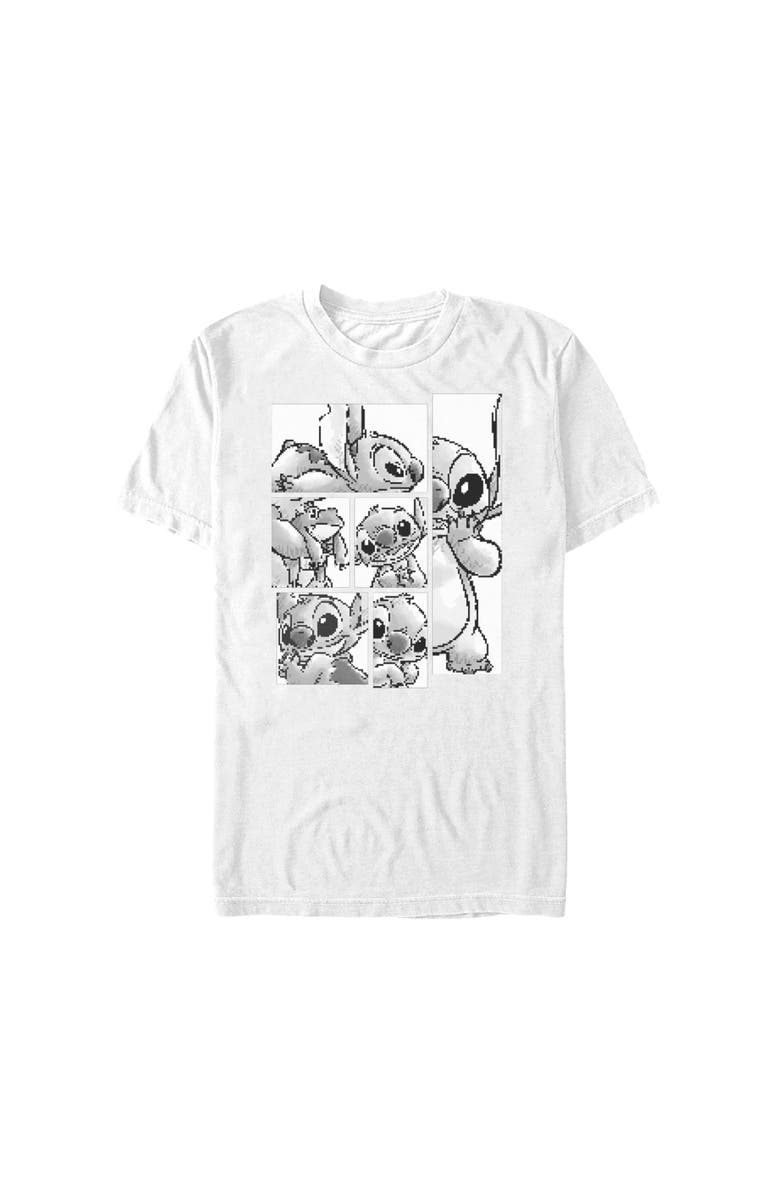 Lilo & Stitch Men's Lilo & Stitch Grayscale Sketches of Stitch Graphic T-Shirt, Alternate, color, White