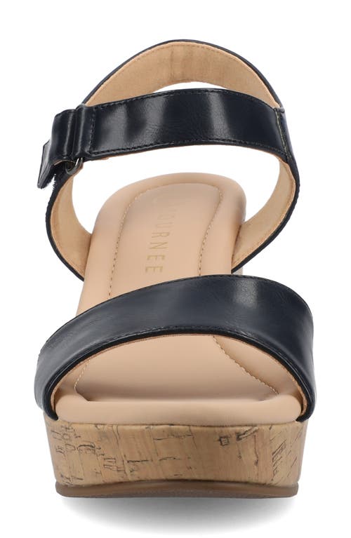 Journee Collection Ranae Platform Wedge Cork Sandal In Navy
