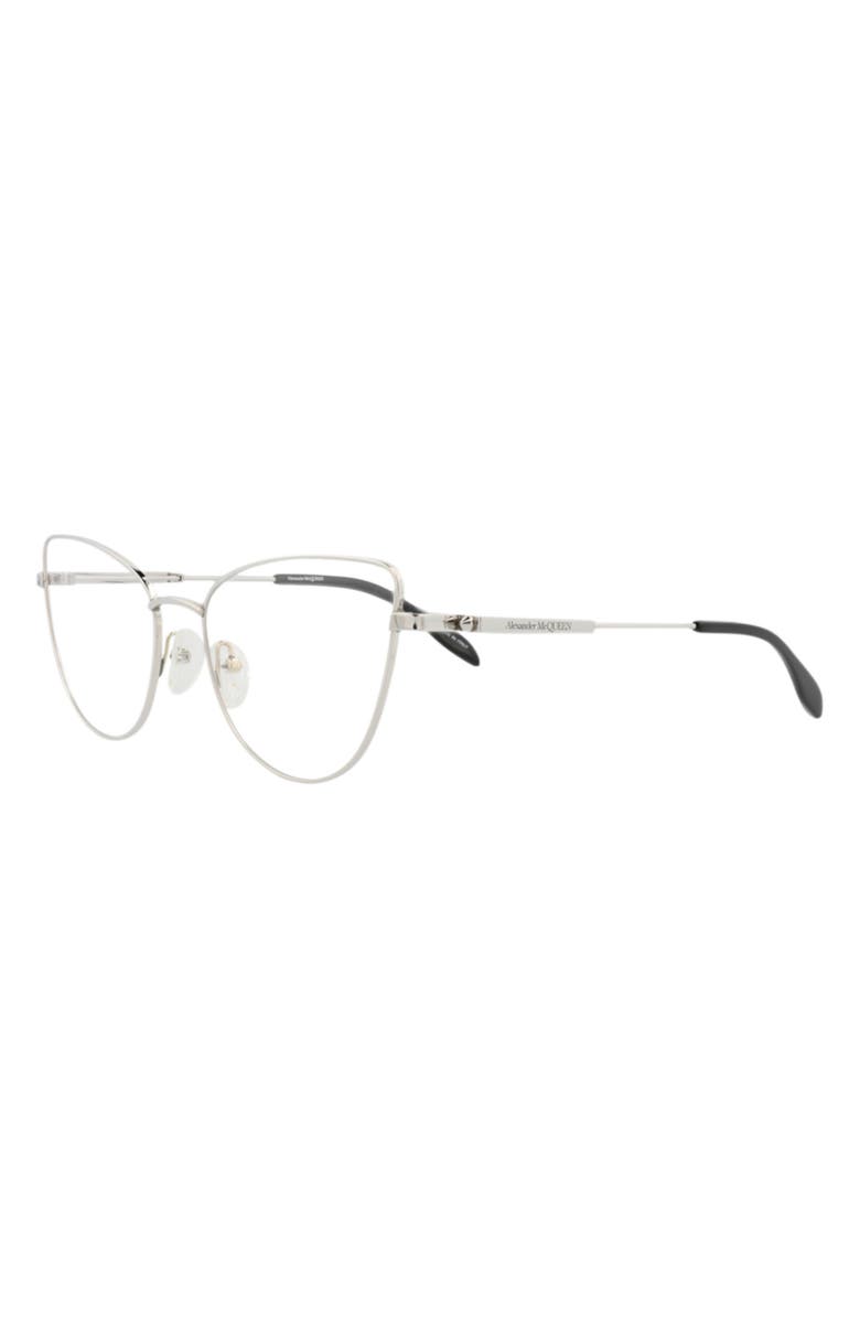 McQueen 55mm Cat Eye Optical Glasses, Alternate, color, Ruthenium Transparent