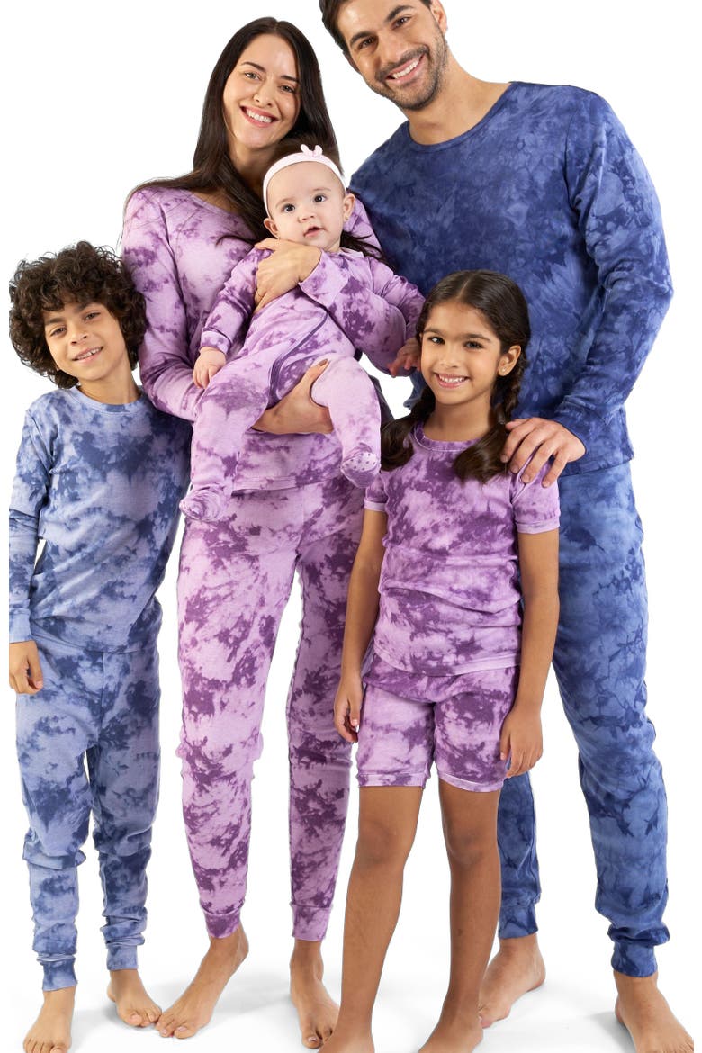 Kids Two-Piece Tie Dye Cotton Matching Family Pajamas, Alternate, color, Tie Dye Navy Mix