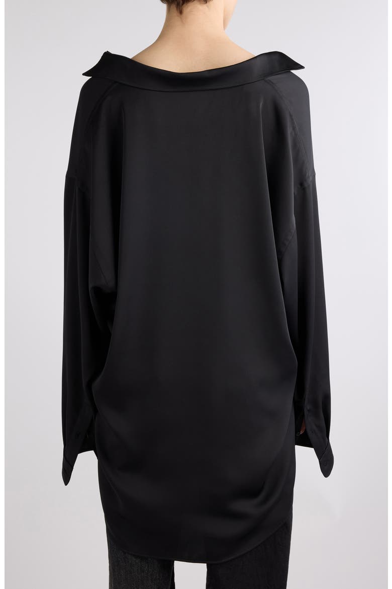 BB Oversize Fluid Twill Button-Up Shirt, Alternate, color, 1000 BLACK