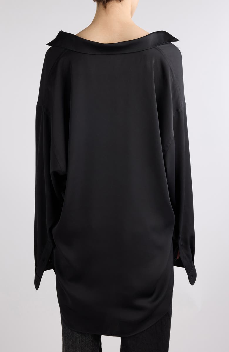 Balenciaga BB Oversize Fluid Twill Button-Up Shirt, Alternate, color, 1000 Black