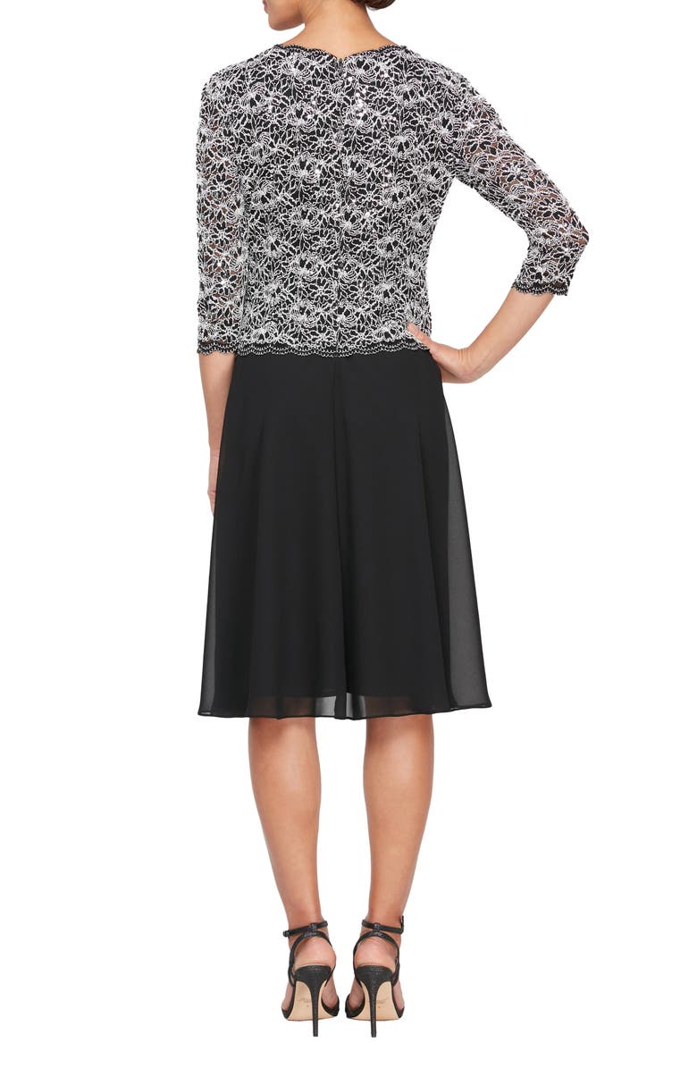 Alex Evenings Mixed Media Cocktail Dress, Alternate, color, 