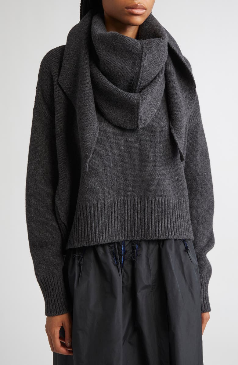 NACKIYÈ Queen's Guard Hooded Merino Wool & Cashmere Scarf, Alternate, color, Anthracite