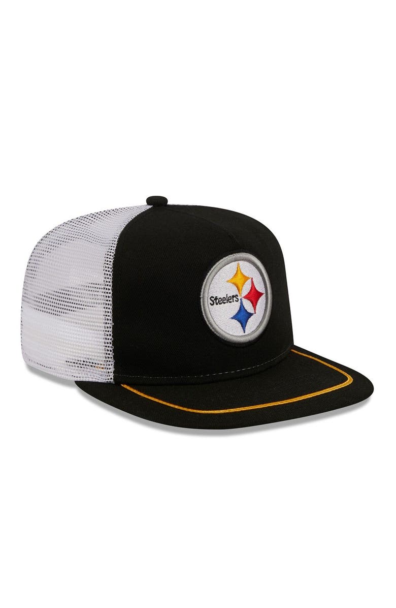 New Era Men's New Era Black/White Pittsburgh Steelers Original Classic Golfer Adjustable Hat, Alternate, color,