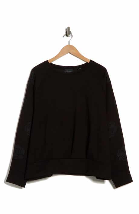 T Tahari Rose Embroidered Scuba Top