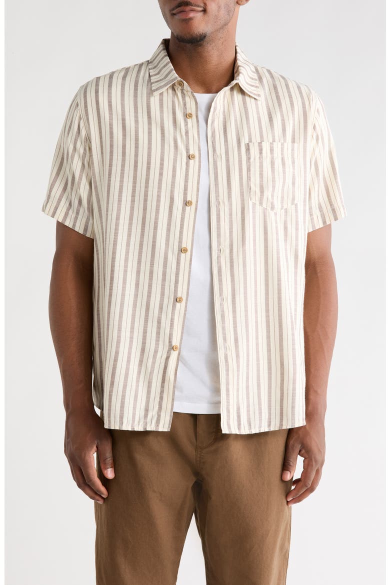 Venice Yarn Dyed Slub Short Sleeve Button-Up Shirt, Main, color, POWDER