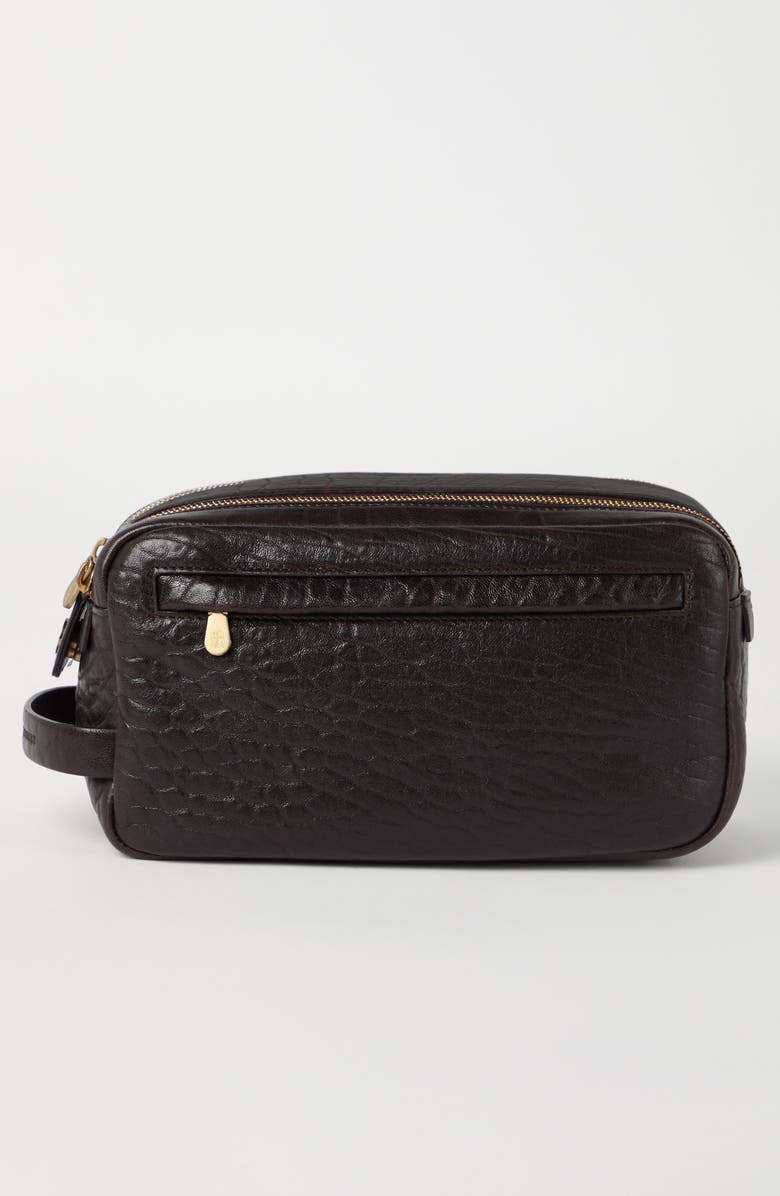 Brunello Cucinelli Grain leather beauty case, Alternate, color, Brown