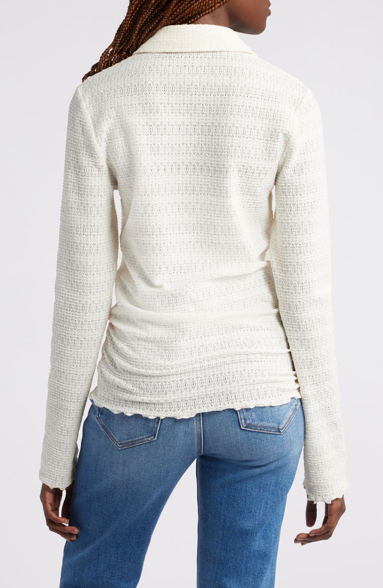 rag & bone Julia Open Knit Long Sleeve Polo, Alternate, color, Ivory