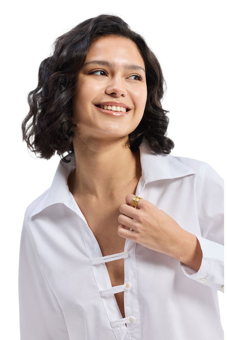 Crisp Details Button-down Shirt, Alternate, color, White