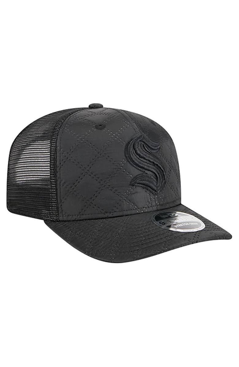 New Era Men's New Era  Black Seattle Kraken Quilted Nylon 9SEVENTY Adjustable Trucker Hat, Alternate, color, Black