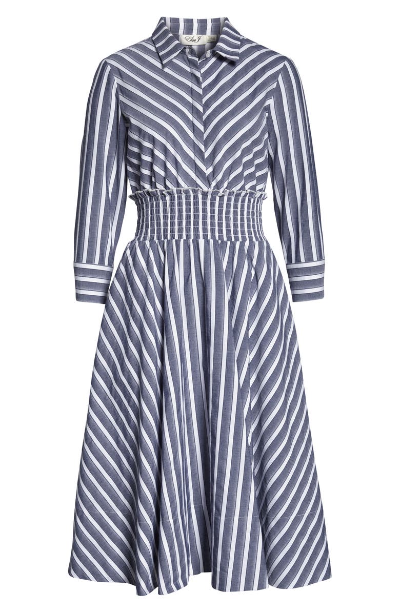 Eliza J Stripe Midi Shirtdress, Alternate, color, 