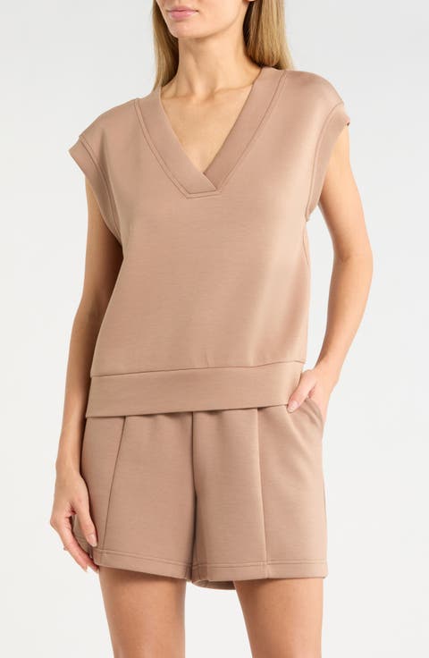 Whisper V-Neck Short Sleeve Knit Top