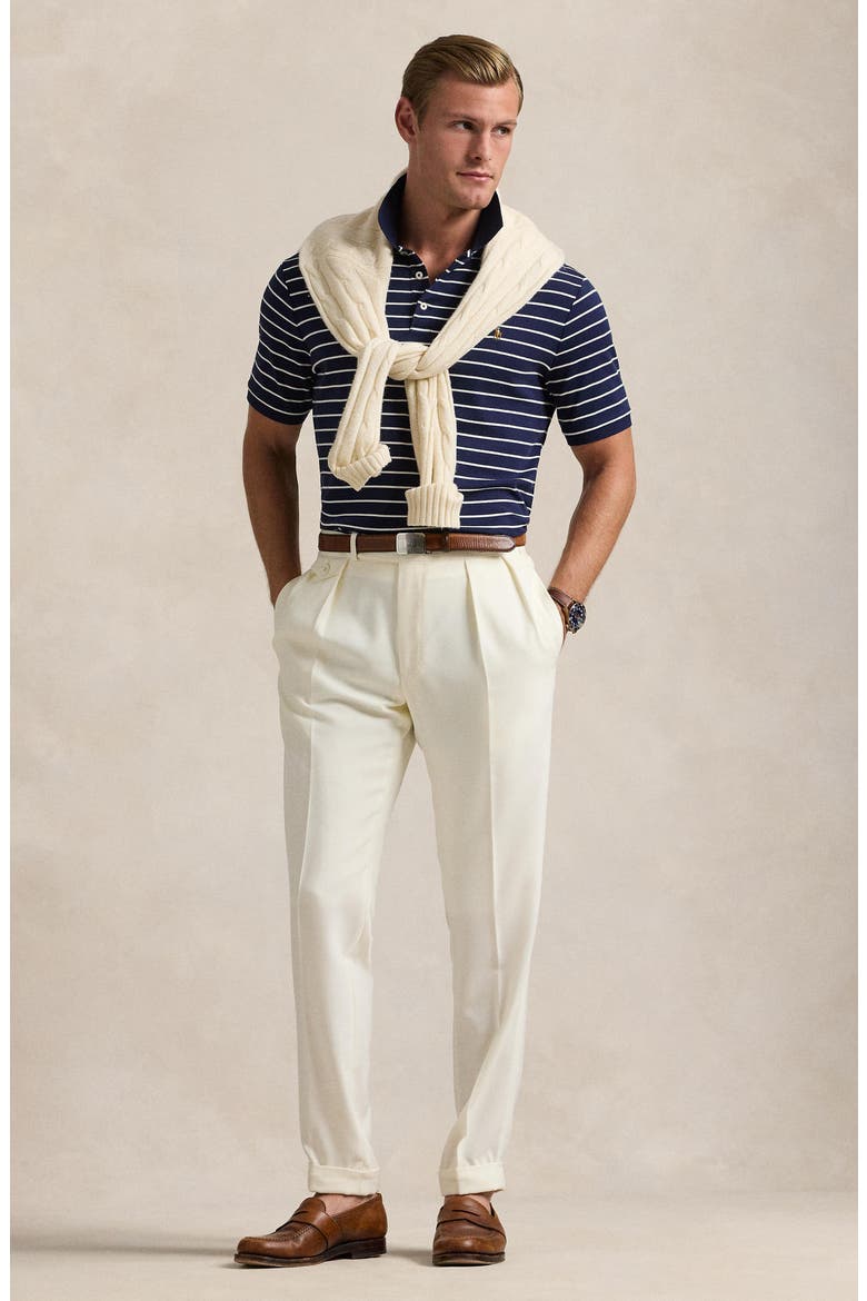 Stripe Cotton Interlock Polo, Alternate, color, REFINED NAVY/ WHITE