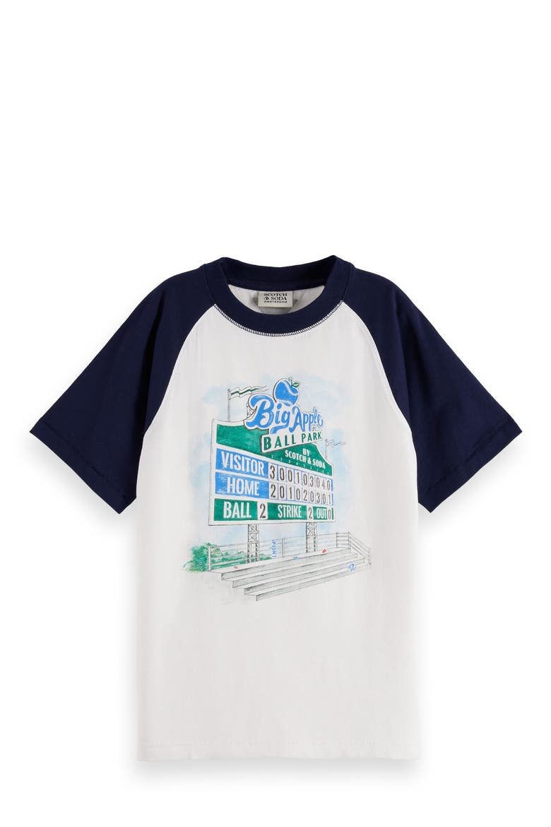 Kids' Baseball Colorblock Organic Cotton Graphic T-Shirt, Main, color, NAVY/ WHITE