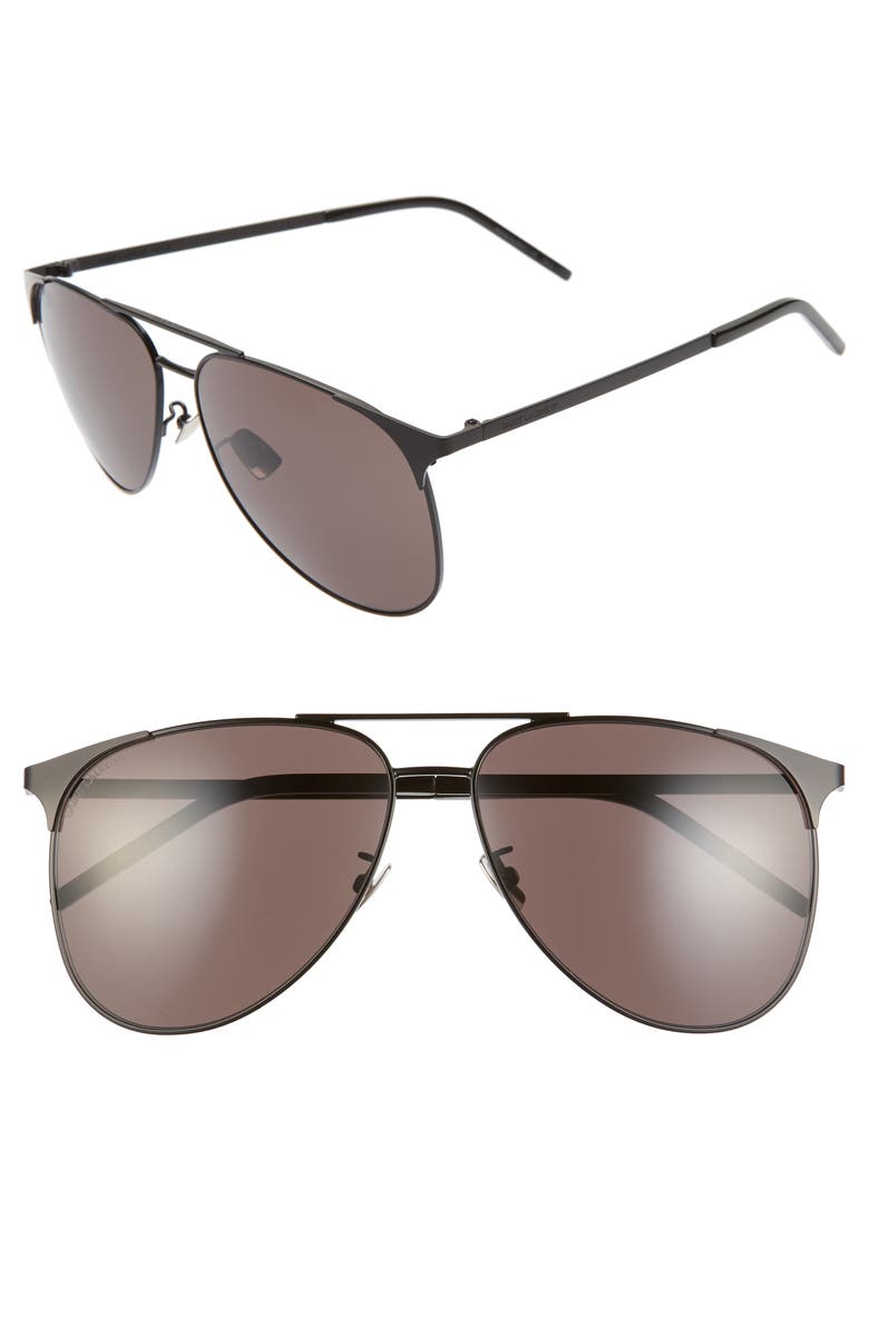 Saint Laurent 61mm Aviator Sunglasses, Main, color,