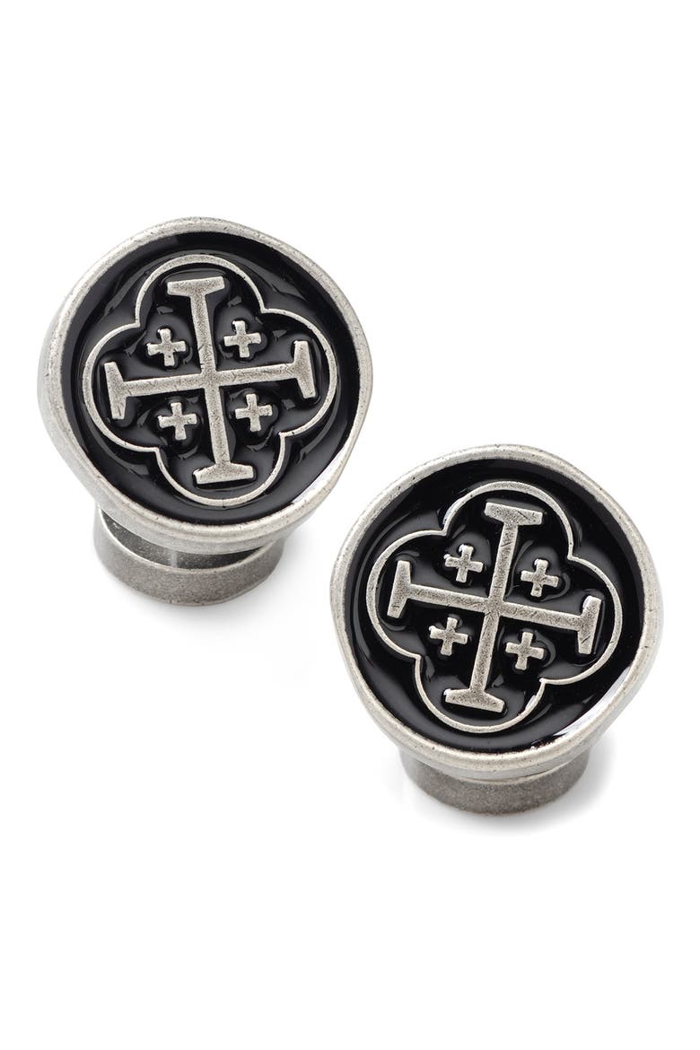 Shipwreck Cross Coin Cuff Links, Main, color, BLACK