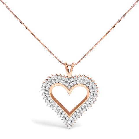Silver 3.00 Cttw Diamond Heart Pendant Necklace