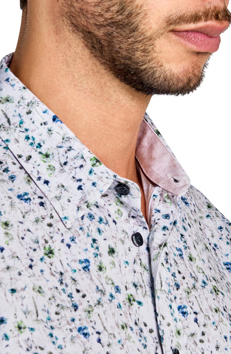 Brooklyn Brigade Slim Fit Mini Floral Recycled 4-Way Stretch Performance Long Sleeve Shirt, Alternate, color, Multi