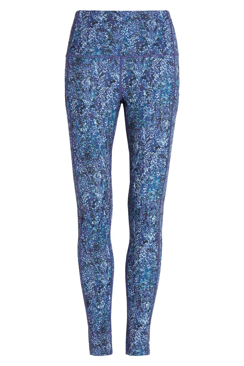 Live In High Waist Pocket Ankle Performance Leggings, Main, color, NAVY MEDIEVAL SPOTTED SNAKE