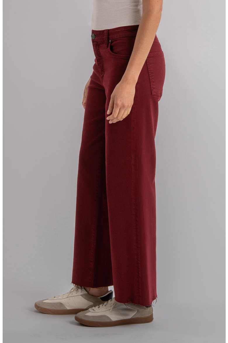 Meg Fab Ab Raw Hem High Waist Ankle Wide Leg Jeans, Alternate, color, MAROON