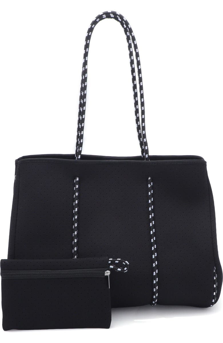 Adornia Black Neoprene Tote Bag, Alternate, color, Black