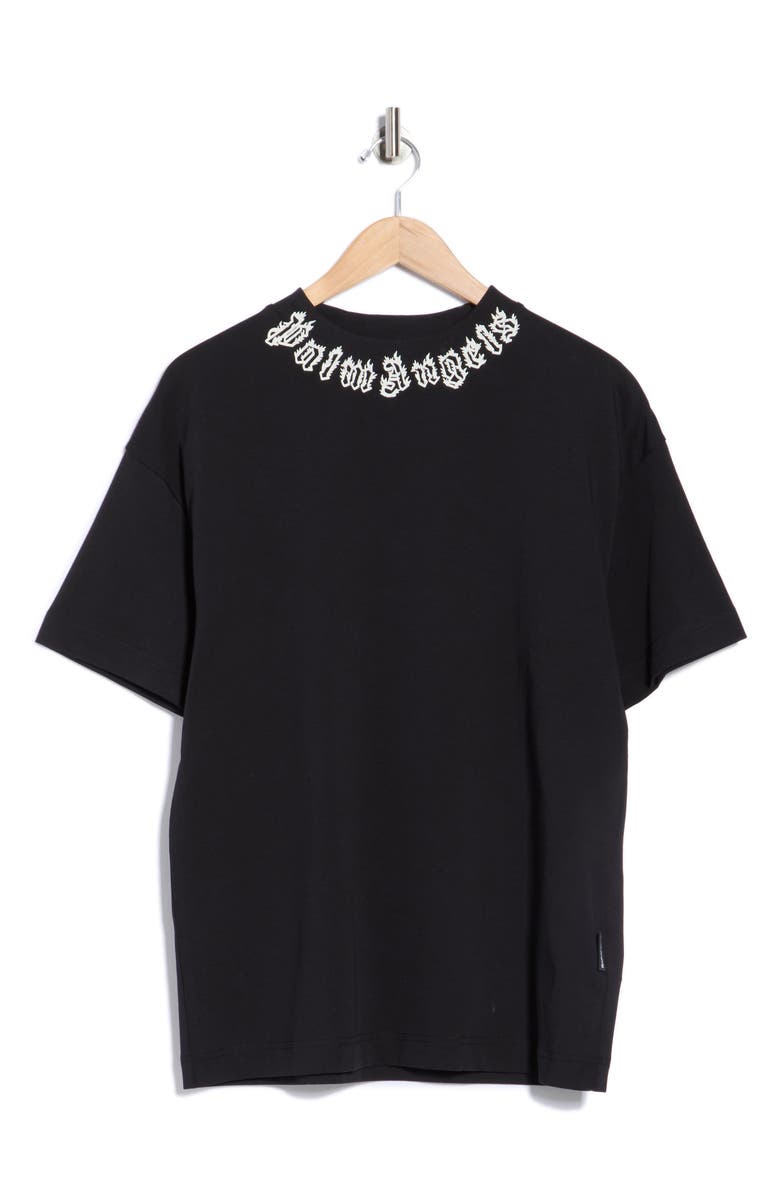 Palm Angels Logo Crewneck T-Shirt, Alternate, color, Black White