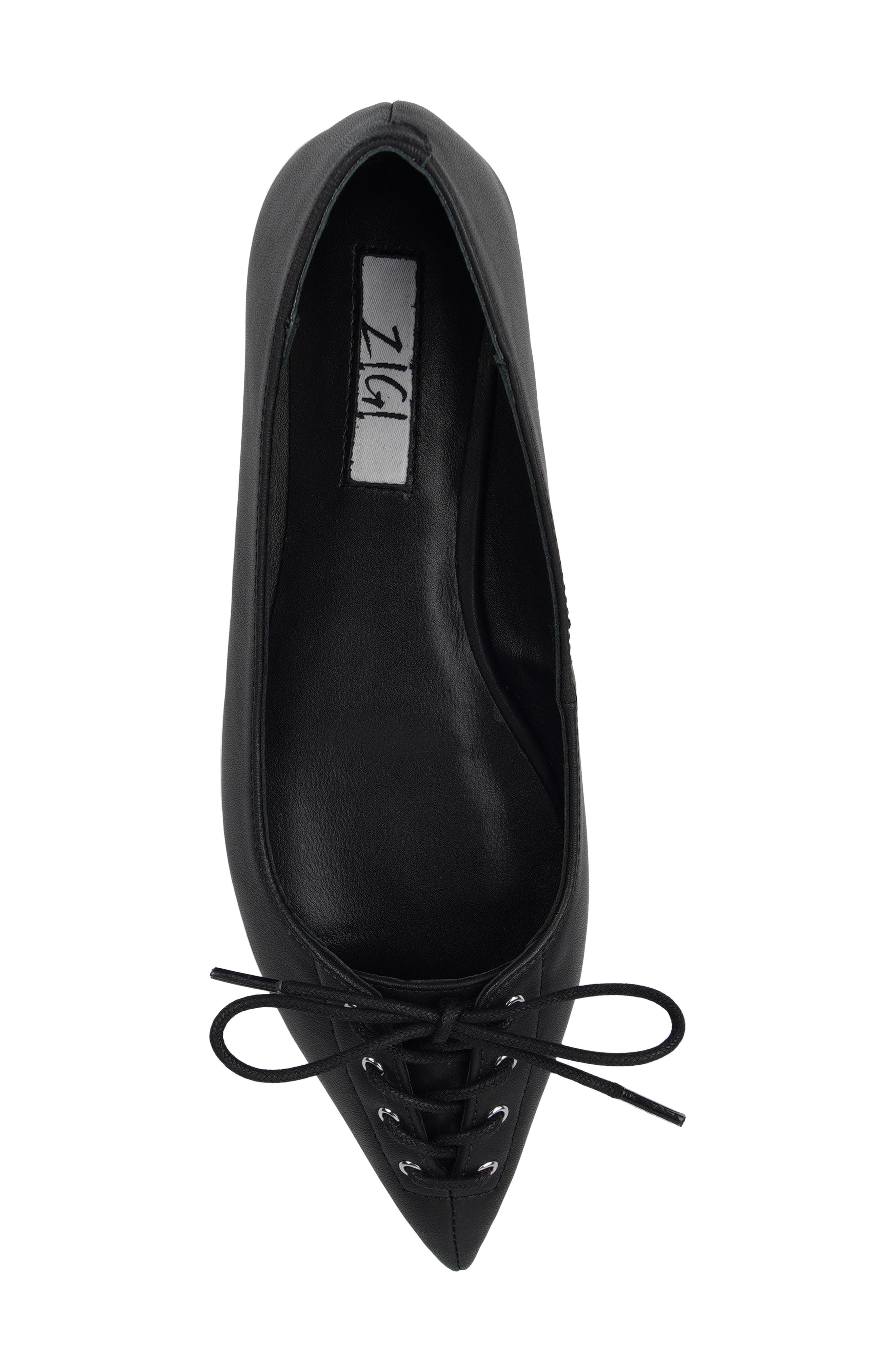 Arreza Lace-Up Pointed Toe Flat, Alternate, color, BLACK