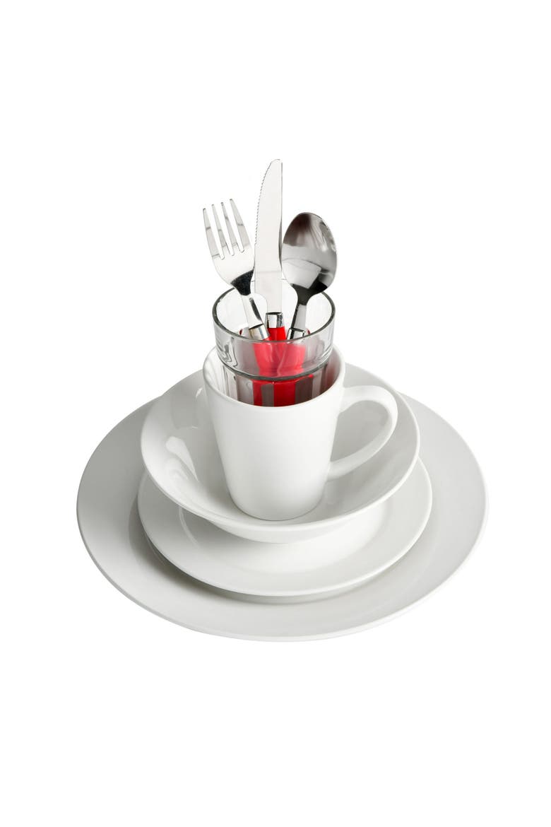 Regal White II 32 Piece Fine Ceramic Dinnerware Combo Set, Alternate, color, White