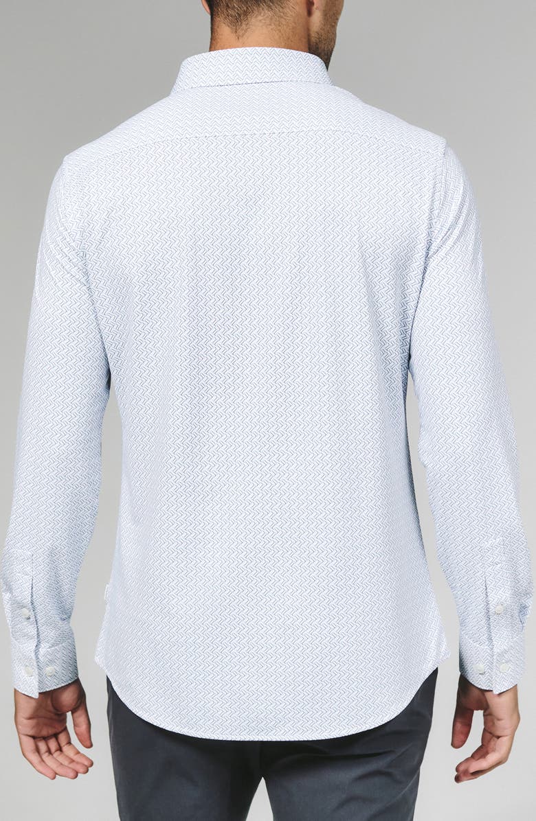 7 Diamonds Pesaro Geo Print Wrinkle Resistant Performance Button-Up Shirt, Alternate, color, Light Blue