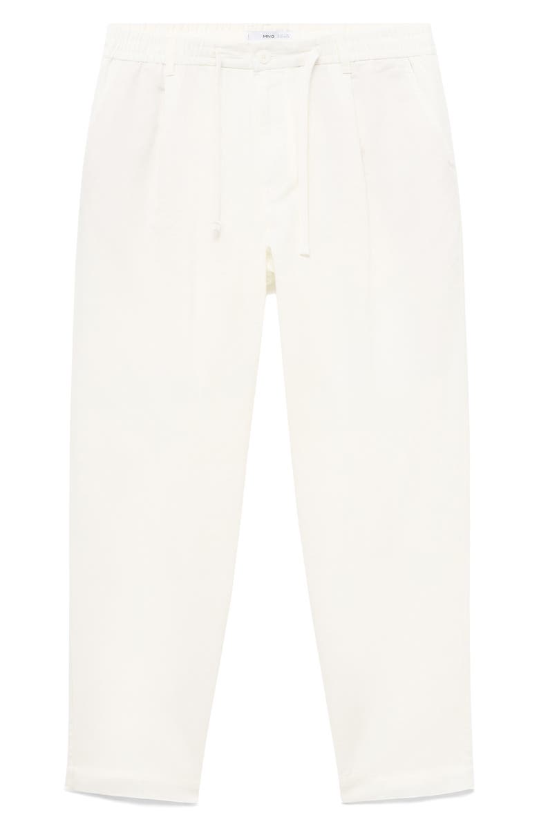 MANGO Slim Fit Drawstring Pants, Alternate, color, White