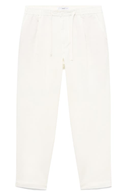 Mango Slim Fit Drawstring Pants In White
