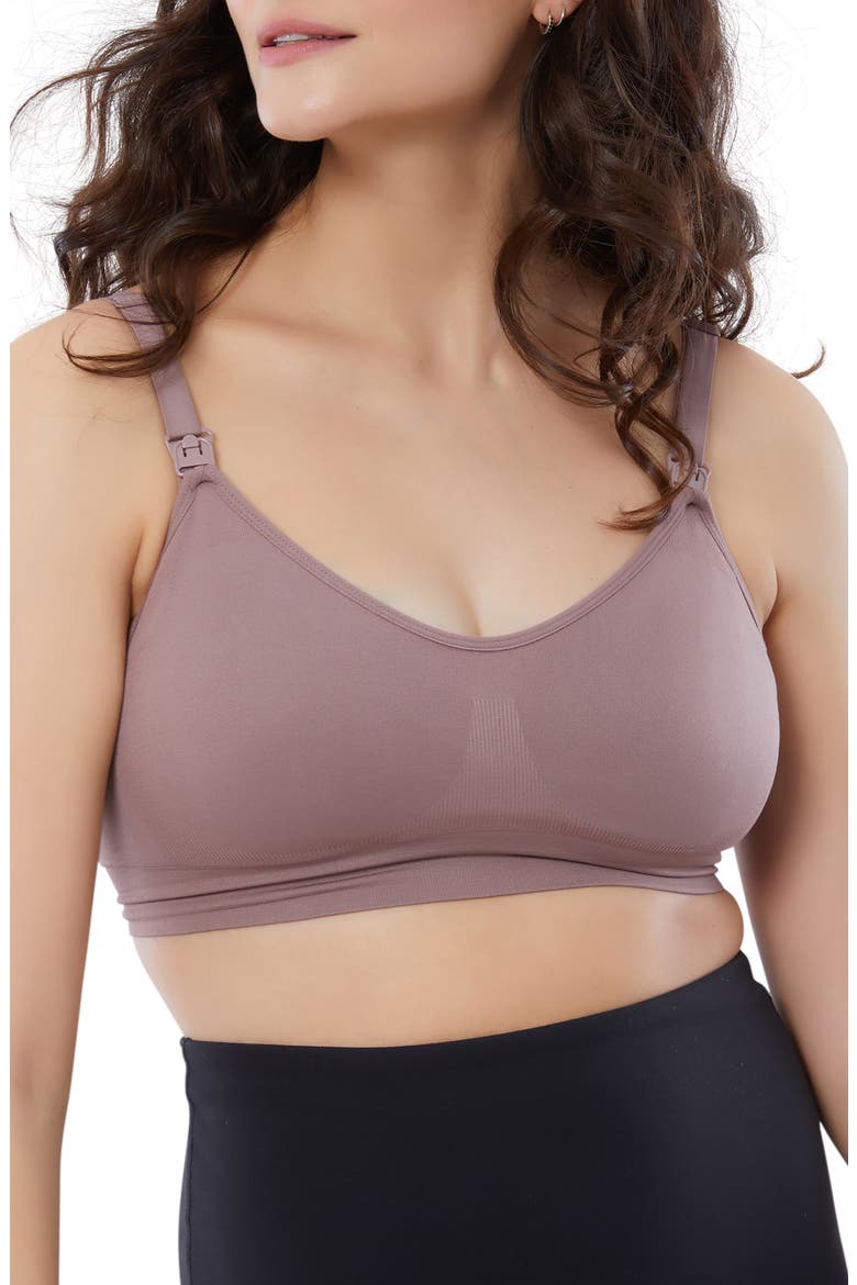 Set of 2 Nursing/Pumping Bras, Alternate, color, BLACK / MAUVE