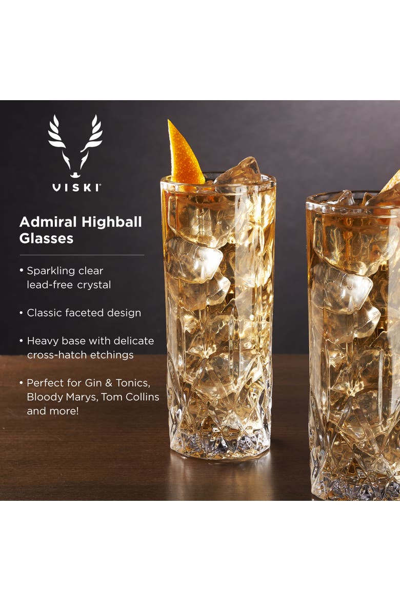 Admiral Crystal Highball Glasses Set of 4, Alternate, color, Clear