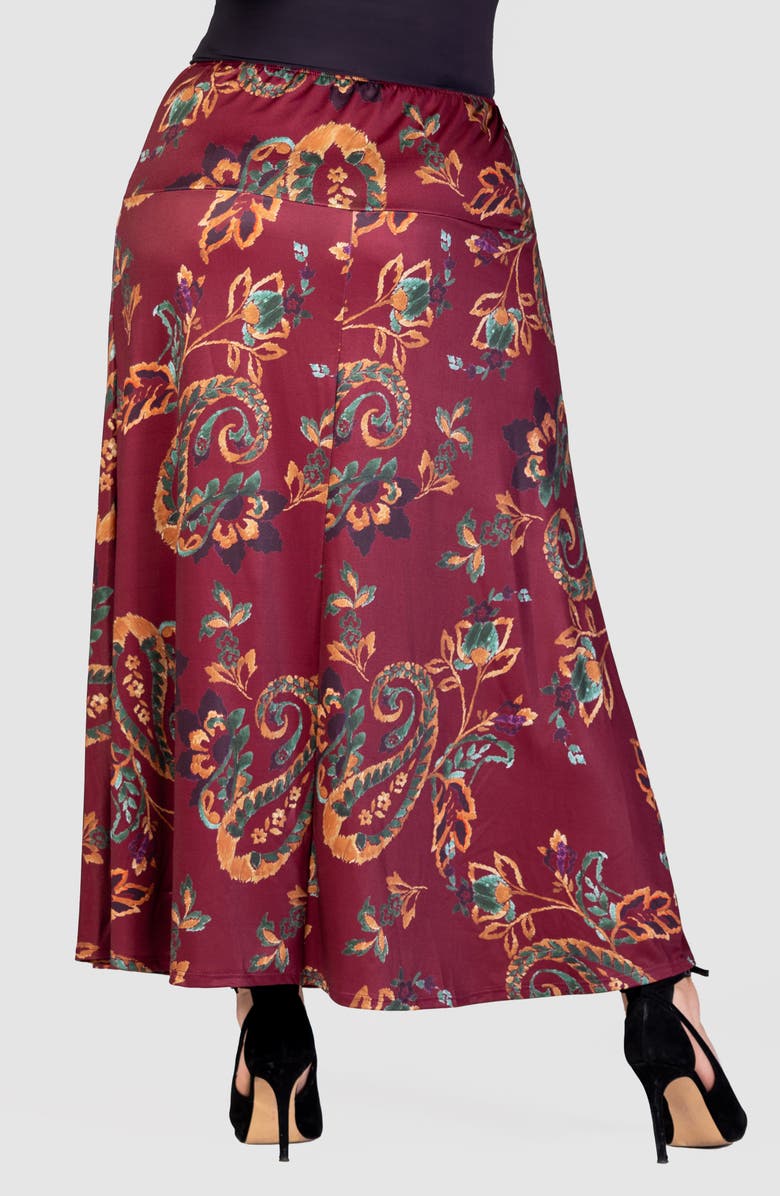 24seven Comfort Apparel Paisley Print Jersey Maxi Skirt, Alternate, color, 