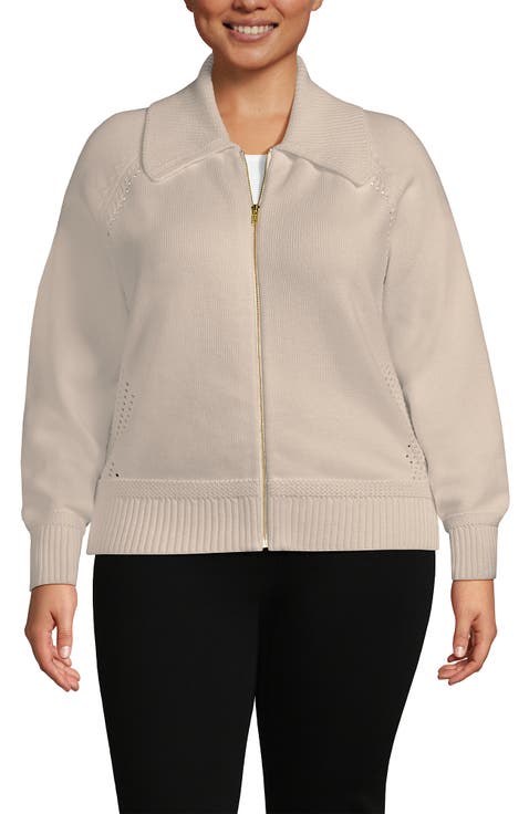 Drifter Large Collar Zip Front Cardigan Sweater