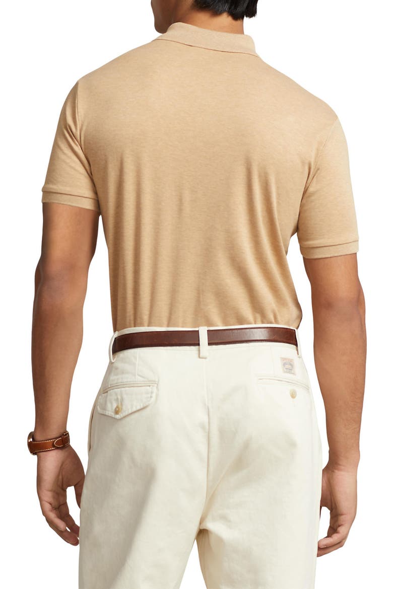 Classic Fit Solid Green Cotton Jersey Polo, Alternate, color, CLASSIC CAMEL HEATHER