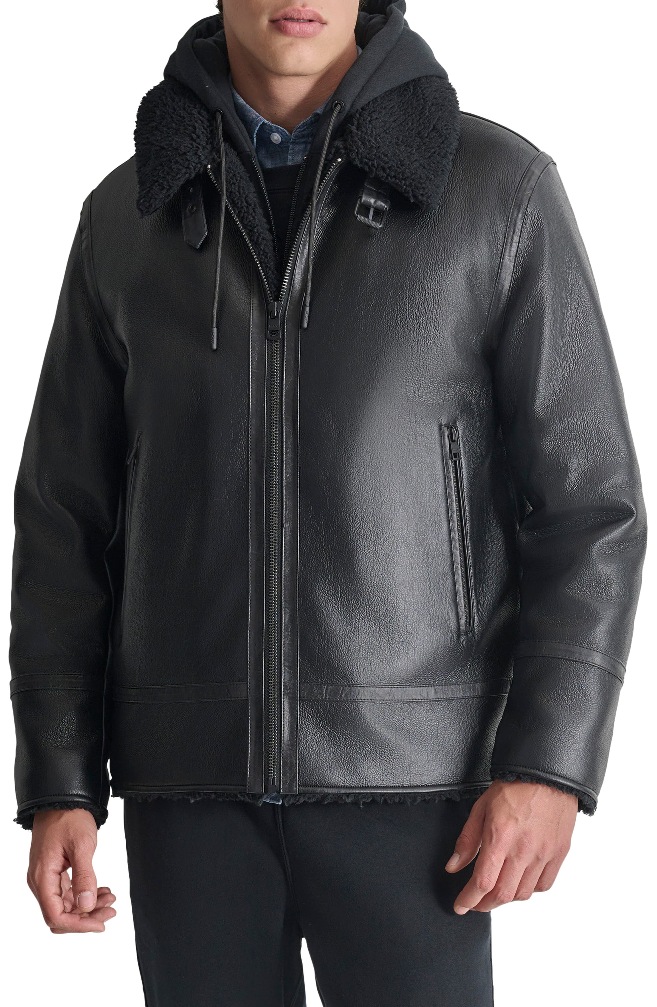 DKNY Water Resistant Faux Shearling Lined Jacket