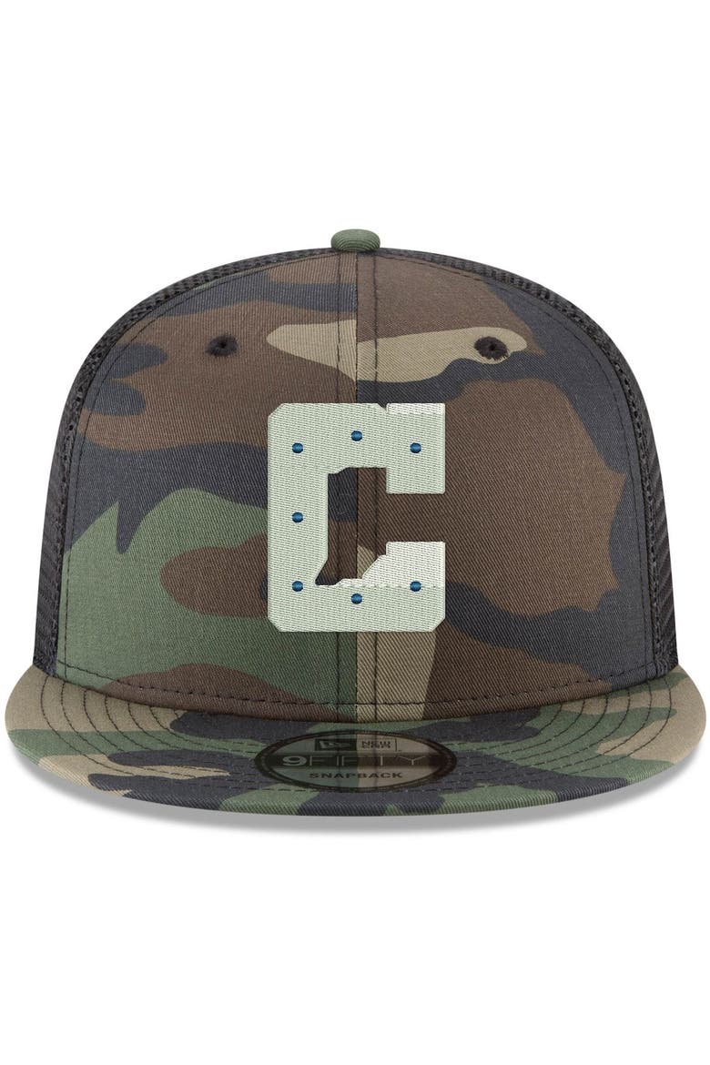 Men's New Era Indianapolis Colts NFL Woodland Camo 9FIFTY Snapback Adjustable Trucker Hat, Alternate, color, Camo