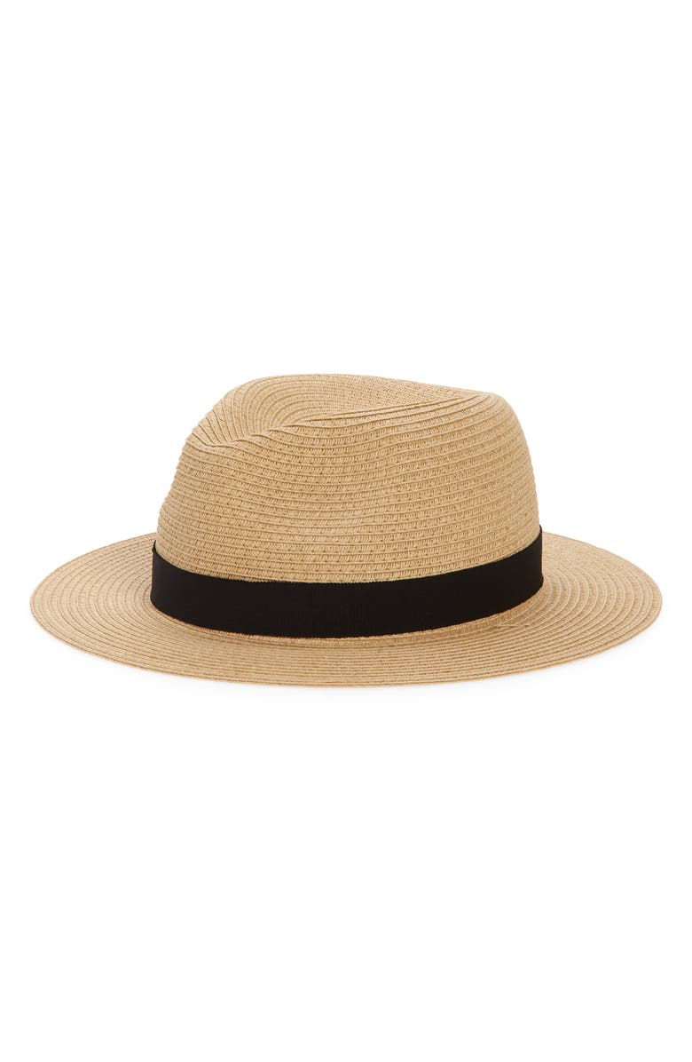 Madewell Packable Straw Fedora Hat, Main, color,