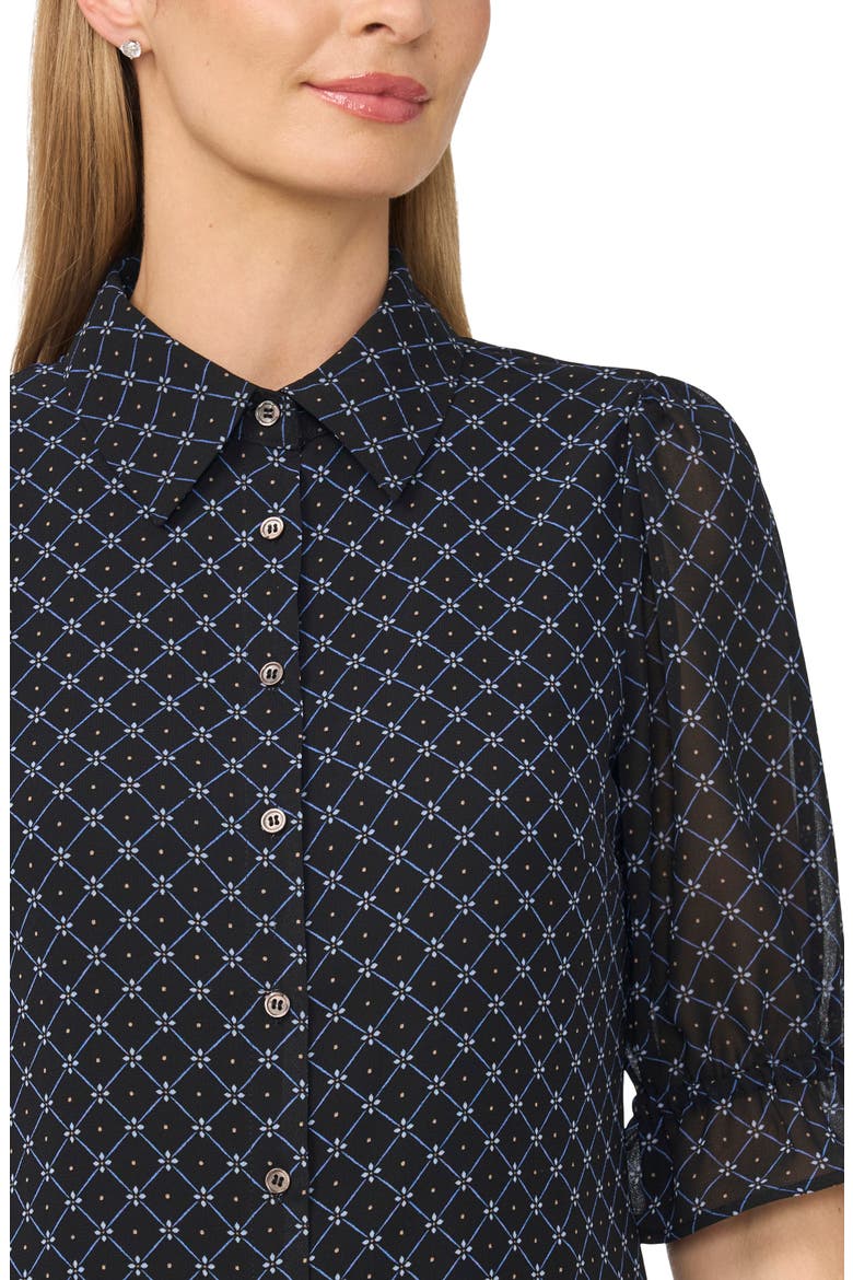 Smocked Cuff Button Down Shirt, Alternate, color, RICH BLACK