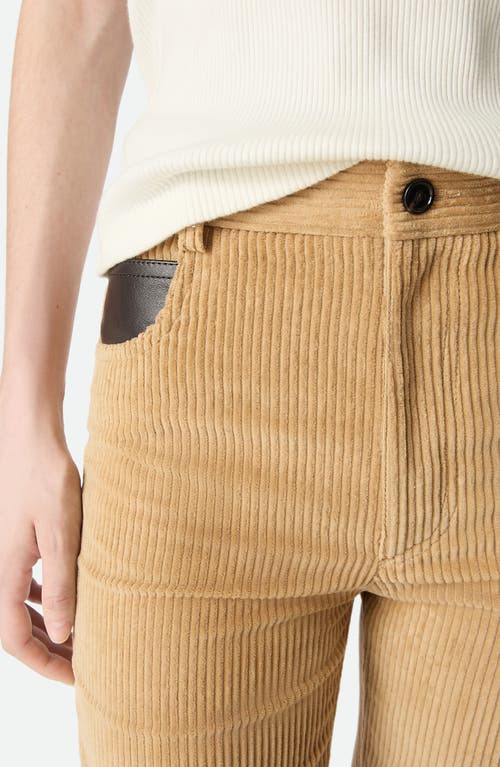 Bottega Veneta Leather Patch Corduroy Pants In Neutral