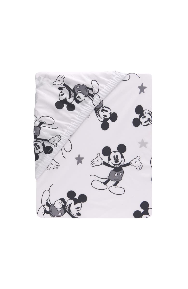 Lambs & Ivy Disney Baby Magical Mickey Mouse 100% Cotton Fitted Crib Sheet, Alternate, color, White