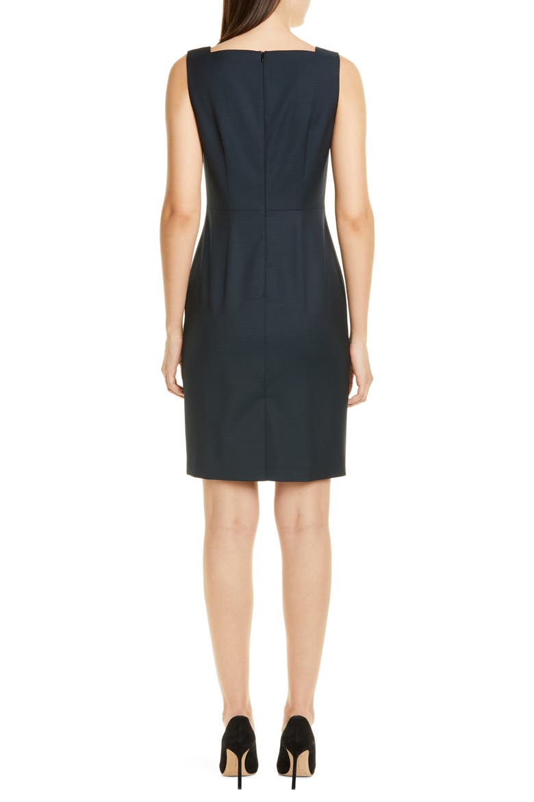 Digela Dark Emerald Patterned Wool Sheath Dress, Alternate, color, DARK EMERALD MINI PATTERN