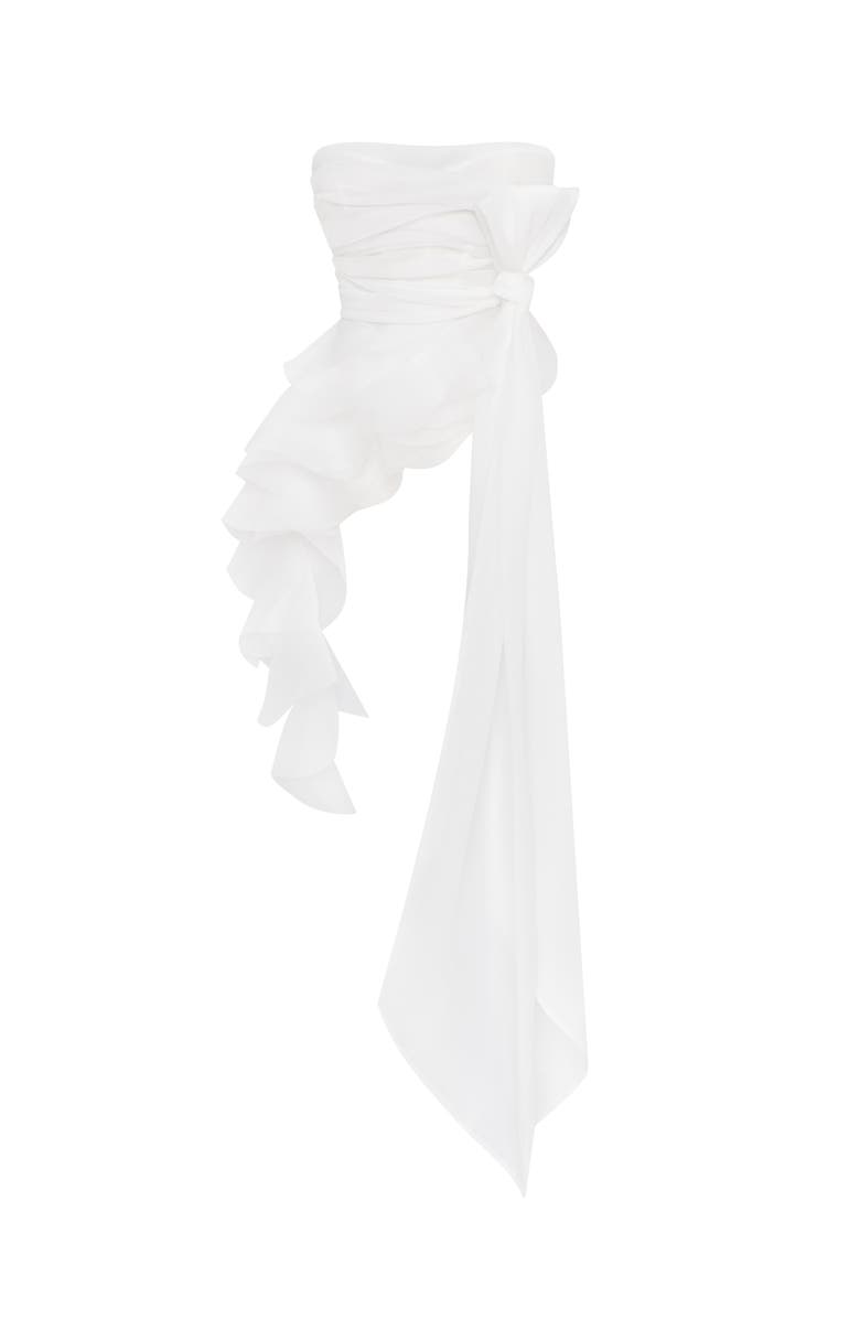 Milla Off-Shoulder Organza Formal Occasion Blouse with Ruffles, Alternate, color, White